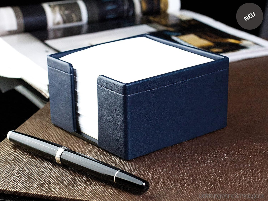 DELMON VARONE - Zettelkasten aus veganem Kunstleder Blau - Zettelbox inkl. 500 Blatt Papier - Notizz