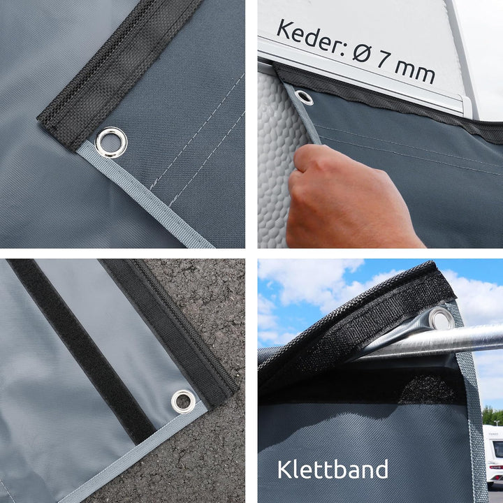 your GEAR Caravan Organizer Mesh - Hängeregal für Zelt, Vorzelt, Wohnwagen 140 x 45 cm, 4 Fächer