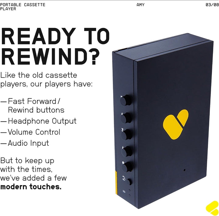 We are Rewind Tragbarer Kassettenspieler – Kassettenrekorder mit Bluetooth-Verbindung, Lautsprecher