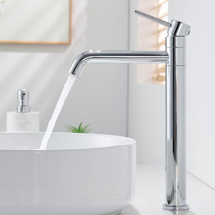 Waschtischarmatur Hoch, Wasserhahn Bad Hoch mit 360°Drehbarer Auslauf, Einhebel Waschtisch Armatur B