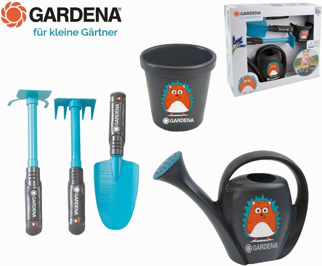 Happy People 16860 - Gardena Starter-Set ab 3 Jahren mit Rechen, Schaufel, Giesskanne und Eimer für