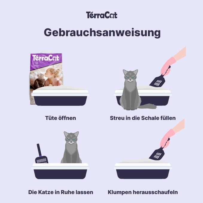 TerraCat Katzenstreu, 12.5L - 10Kg Cat Litter, 100% Griechischer Bentonit Katzenstreu Klumpstreu, Ho