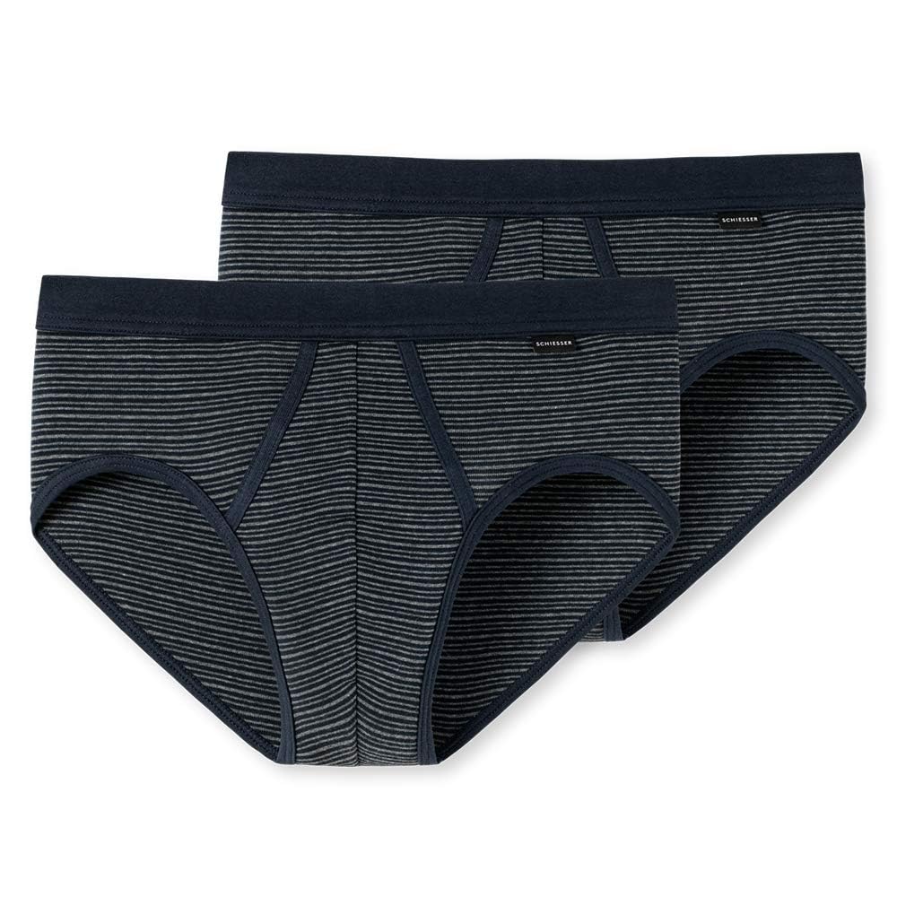 Schiesser Herren Sportslip mit Eingriff (2er Pack) L Dunkelblau, L Dunkelblau