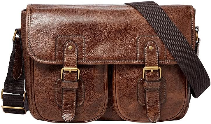 Fossil Herren Greenville Leder Messenger Bag, MBG9560222 40,7 cm L x 7,0 cm B x 29,3 cm H Hell Braun