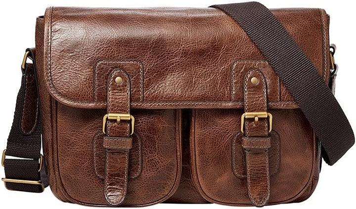 Fossil Herren Greenville Leder Messenger Bag, MBG9560222 40,7 cm L x 7,0 cm B x 29,3 cm H Hell Braun