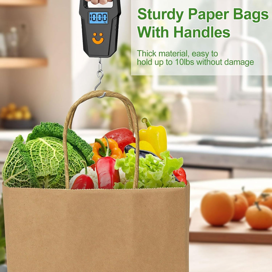 Gucass 50 Stück Klein Papiertüten mit Henkel, Braun Kraft Papiertaschen Geschenktüten, 15x8x21cm Pap