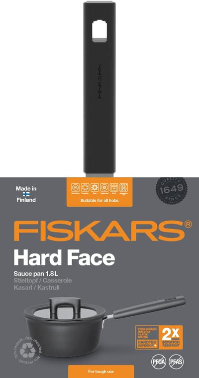 Fiskars Stieltopf mit Deckel, Ø 18 cm, Füllmenge: 1,8 Liter, Für alle Kochfelder geeignet, Aluminium