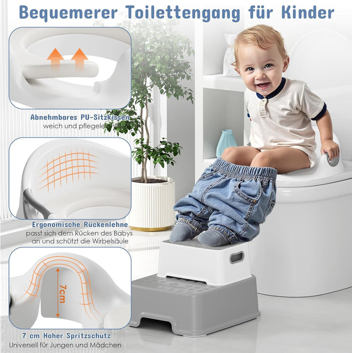 MAMIZO Toilettensitz Kinder mit Tritthocker Kinder, Wc Sitz Kinder mit 2 Stufen Hocker, Toilettensit