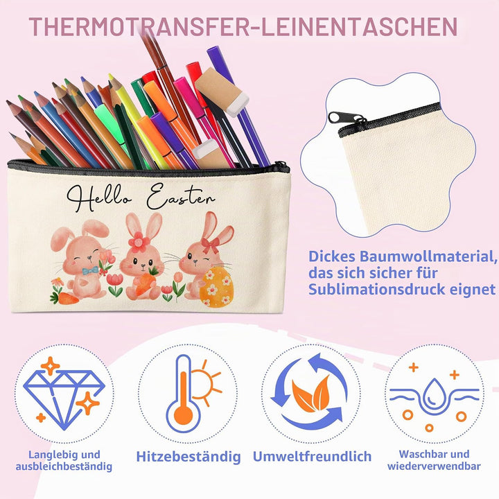 24 Stück DIY Stoff Federmäppchen, Leinwand Federmäppchen zum Bemalen, Mäppchen zum bemalen, 24 Bunts