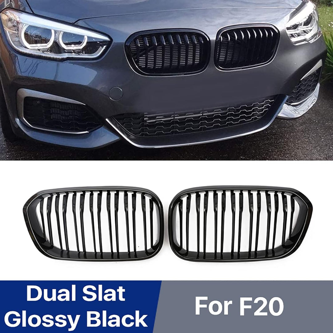 Gangying F20 Nieren Schwarz, Kühlergrille Passend für BMW 1er F20 F21 2015 2016 2017 2018 Facelift (