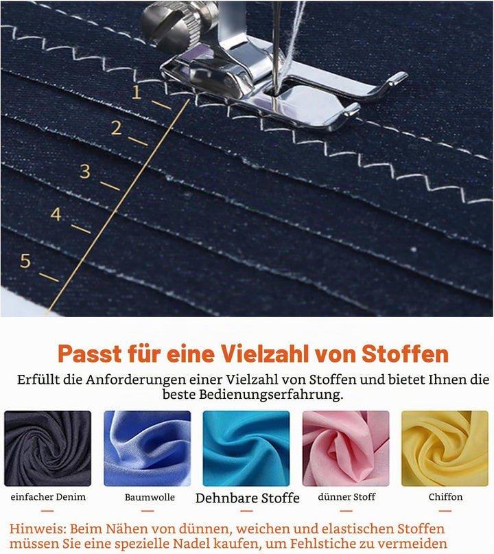 Mini Nähmaschine für Anfänger, 12 Stiche Haushalt Doppelfaden Multifunktionsnähmaschine für Kinder,