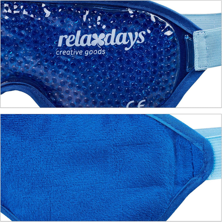 Relaxdays Augenmaske kühlend &amp; wärmend, 2er Set, Gelperlen, Kühlmaske für Augen, Kühlbrille mit Klet