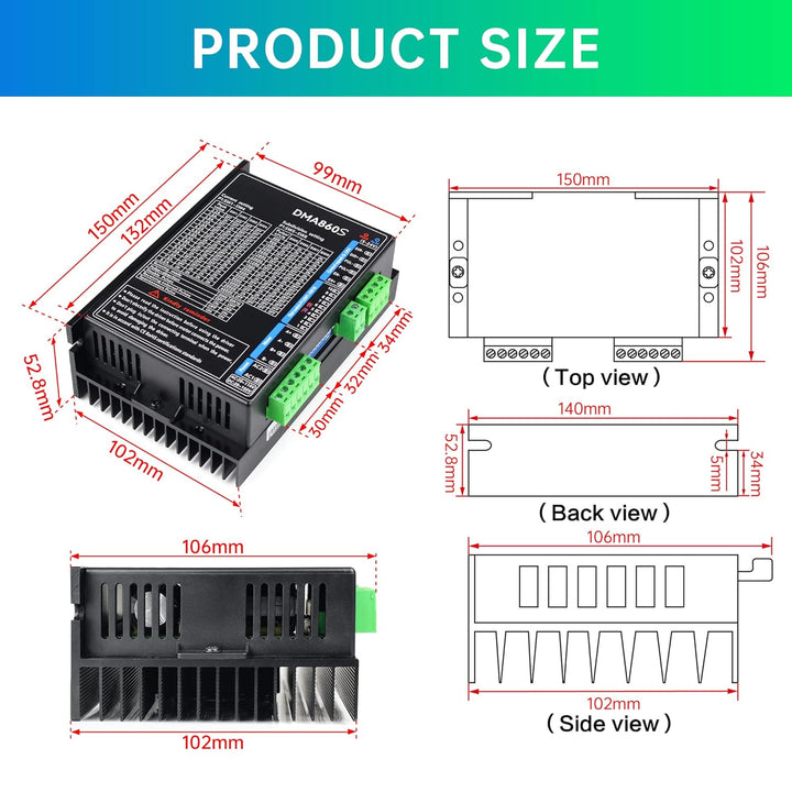 RATTMMOTOR Schrittmotortreiber DMA860S,Digitaler Schrittmotor Treiber,8,2A,18-160V DC,256 Microstep,