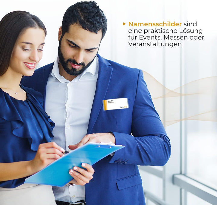 Ironix Namensschilder mit Doppelmagnet (20 Stück, Transparent) Namensetiketten für Kleidung 75x32mm,