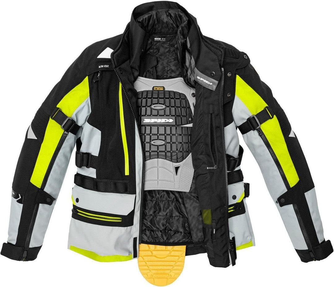 Spidi H2Out Allroad Motorrad Textiljacke (Black/Grey/Yellow,L)