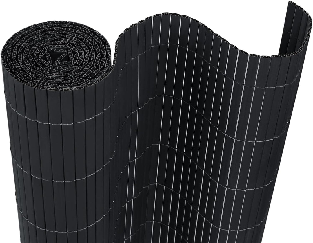 PVC Sichtschutzmatte Sichtschutzzaun 90x600CM, Anthrazit, Outdoor Sichtschutz mit verstärkten Lamell
