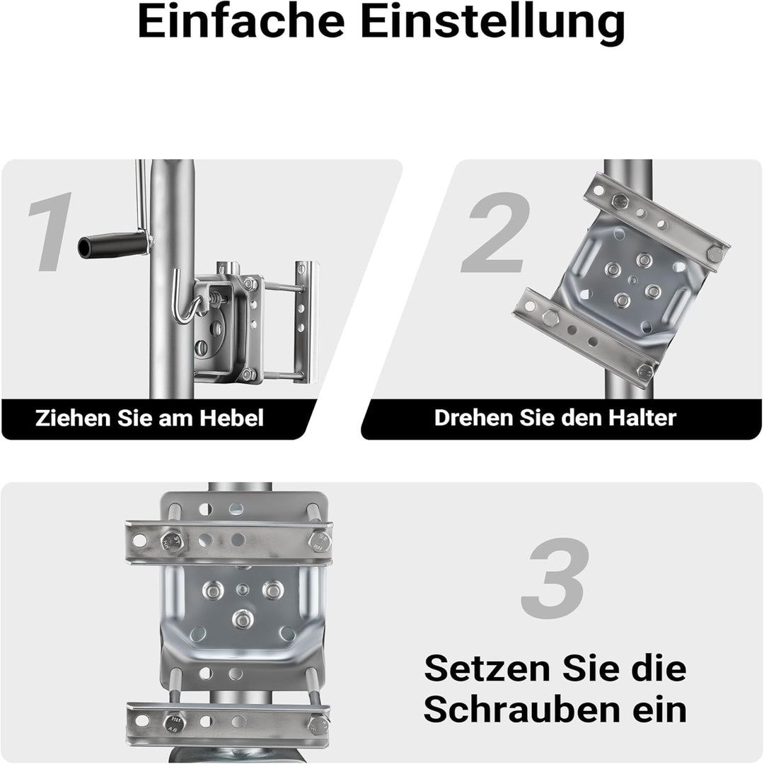 Wiltec Doppelstützrad bis 680 kg, Anhängerstütze aus Stahl, Stützlast Bugrad mit Schwenkarm, Schwerl