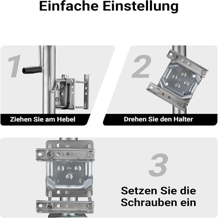 Wiltec Doppelstützrad bis 680 kg, Anhängerstütze aus Stahl, Stützlast Bugrad mit Schwenkarm, Schwerl