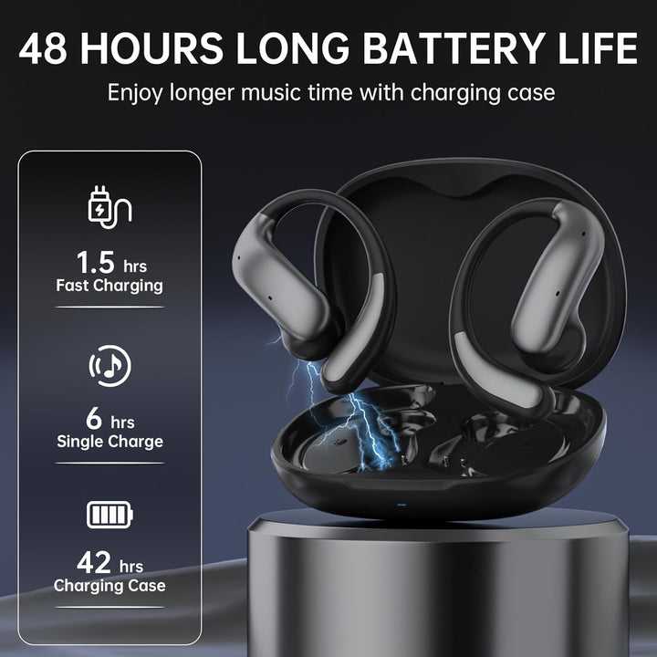 i70 Open-Ear-Ohrhörer Bluetooth 6.0 Kabellose Ohrhörer mit Ohrbügeln, Leichte & Bequeme Sport-Open-E