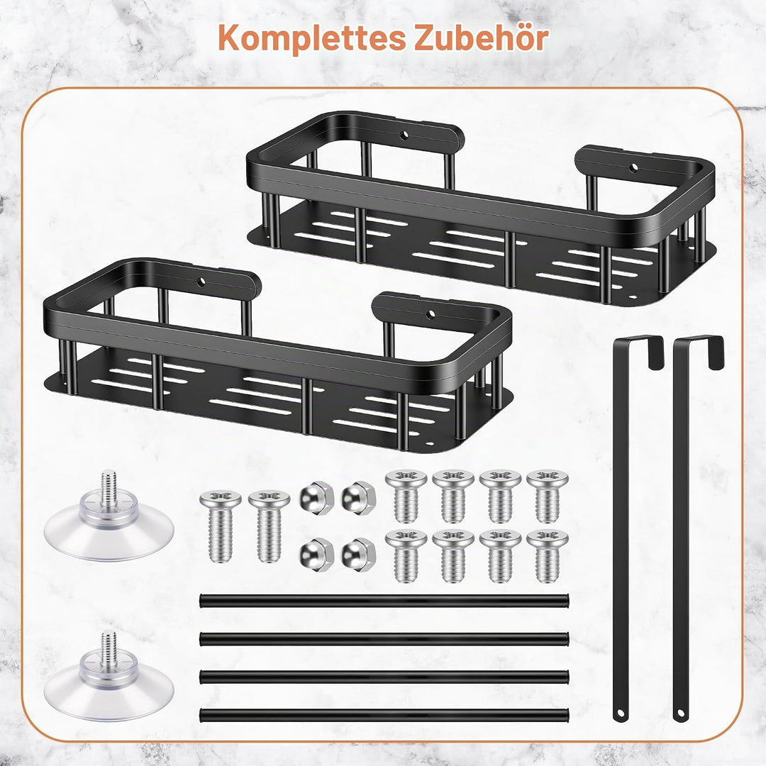 Duschablage zum Hängen, Duschablage Ohne Bohren mit 2 Duschkörben, Duschkorb zum Hängen für Glasdusc