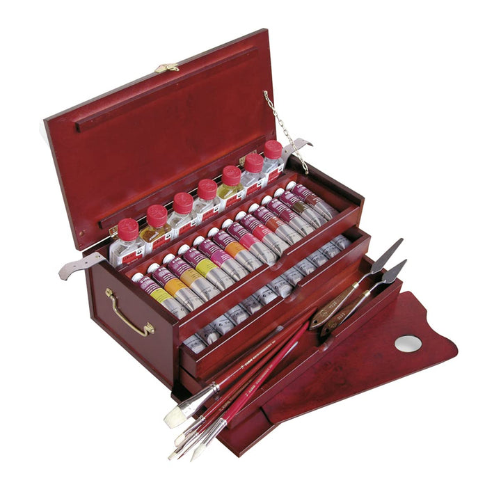 LUKAS 60010000 1862 Oil Profi-Ölfarben, Holzkasten 27 x 37ml Plus Zubehör, Holzkasten 27 x 37ml plus