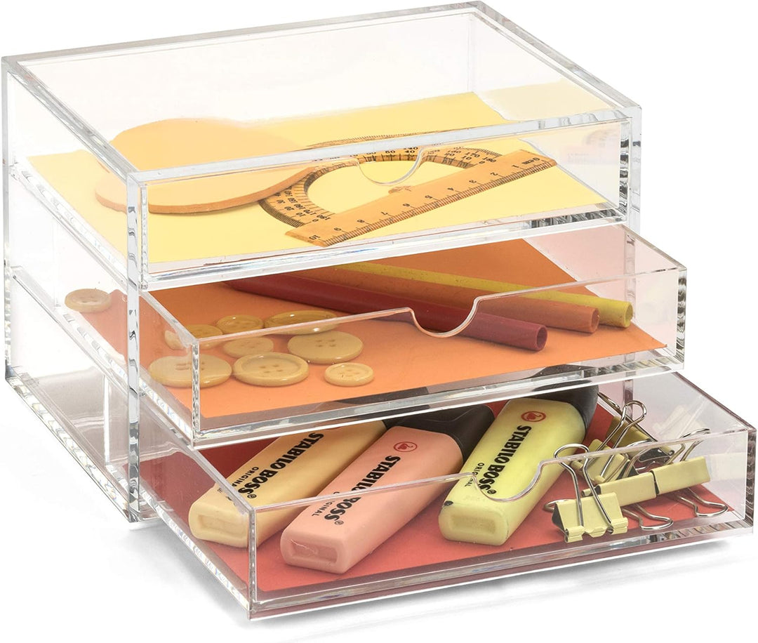 Osco A3276 Magazin mit 3 Schubladen aus klarem Acryl, Transparent Medium (3 Drawer), Medium (3 Drawe
