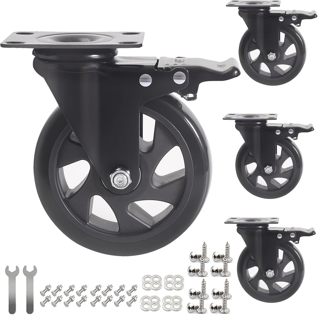 RRIUTO 4 Lenkrollen mit Bremse, 125 mm Transportrollen mit Bremse Strandkorbrollen Möbelrollen für M