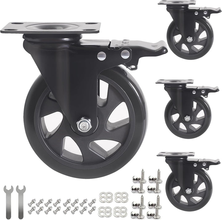 RRIUTO 4 Lenkrollen mit Bremse, 125 mm Transportrollen mit Bremse Strandkorbrollen Möbelrollen für M