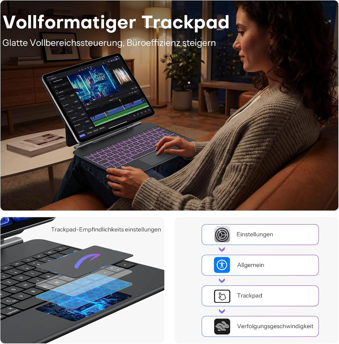 OMOTON Tastatur Hülle für iPad Air 13"(M4/M3/M2, 2026/2025/2024), Magnetische Magic Keyboard für iPa
