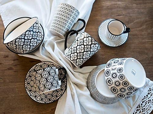 H&h set 6 tazze caff in stoneware vhera con piatto cc90 Modern, Modern