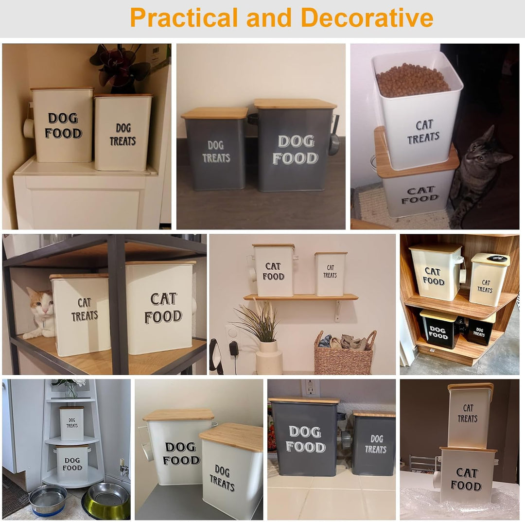 Pethiy Hundefutter und Hundeleckerlis Behälter,Futtertonne mit Schaufel,Eng anliegende Holzdeckel,be