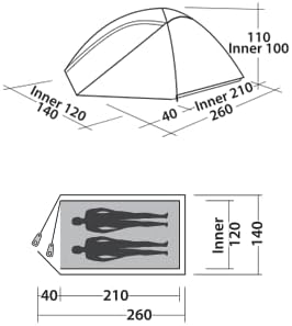 Easy Camp Meteor 200 Zelt, Grün, 140 x 260 cm