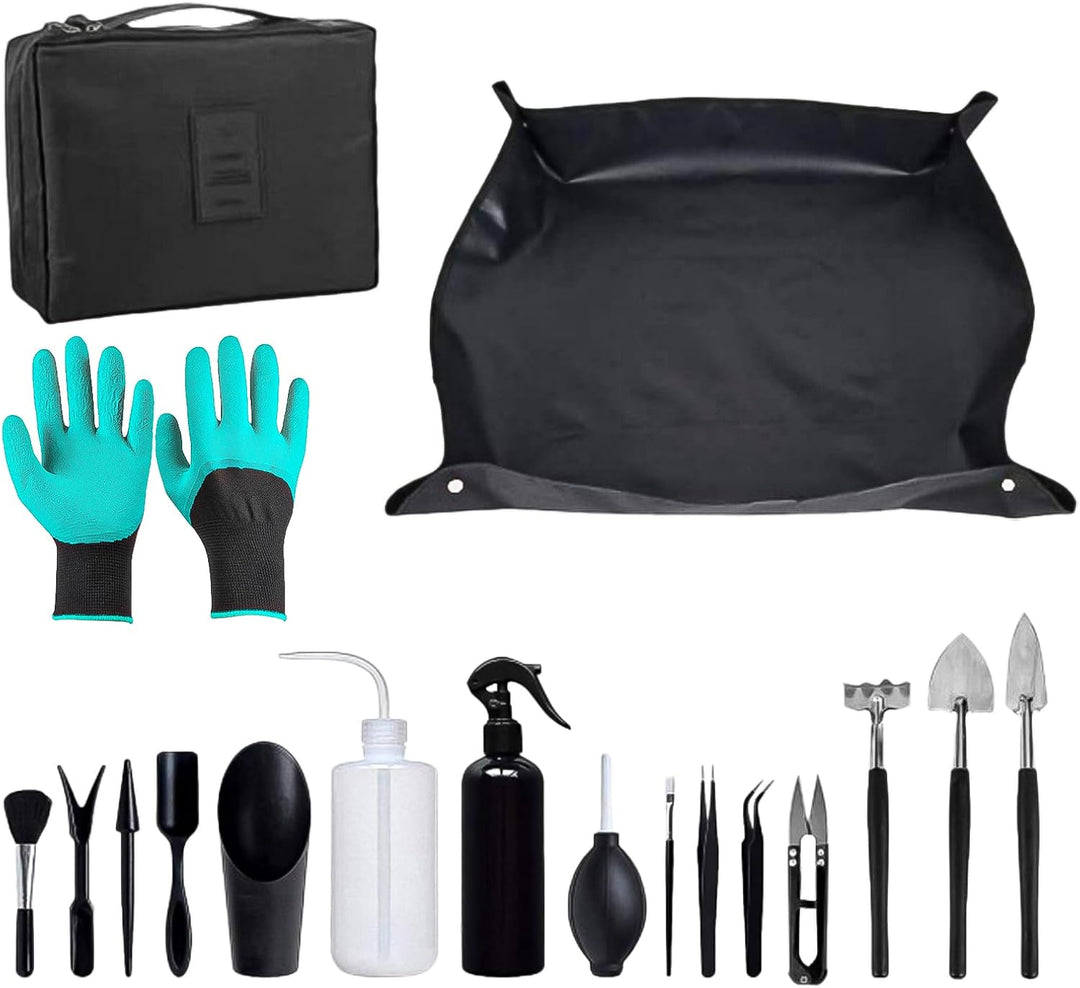 18 Stück Umtopfmatte, wasserdichte Gartenmatte Pflanzmatte, 50x50 cm Pflanzunterlage mit Mini-Garten