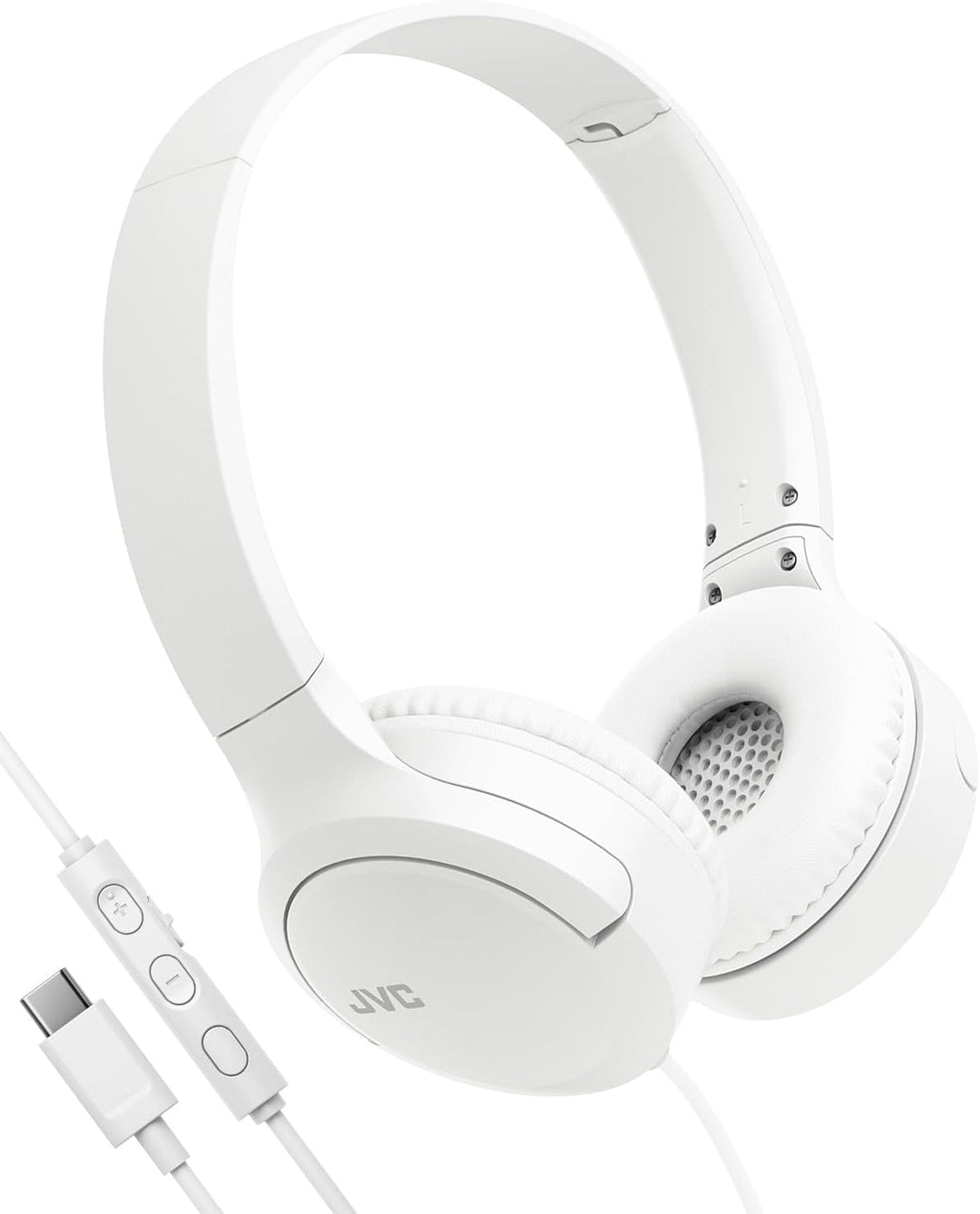 JVC HA-S33UC-W USB-C On-Ear-Kopfhörer, weiche Ohrpolster, faltbar, mit Mikrofon & 3-Tasten-Fernbedie