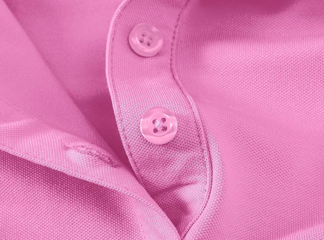 Damen Poloshirt Baumwolle Golf Wintershirt Langarm Oberteile Sports Training Polo mit Kragen Rosa S,
