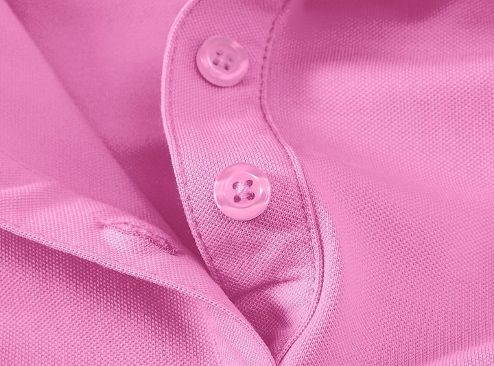 Damen Poloshirt Baumwolle Golf Wintershirt Langarm Oberteile Sports Training Polo mit Kragen Rosa S,