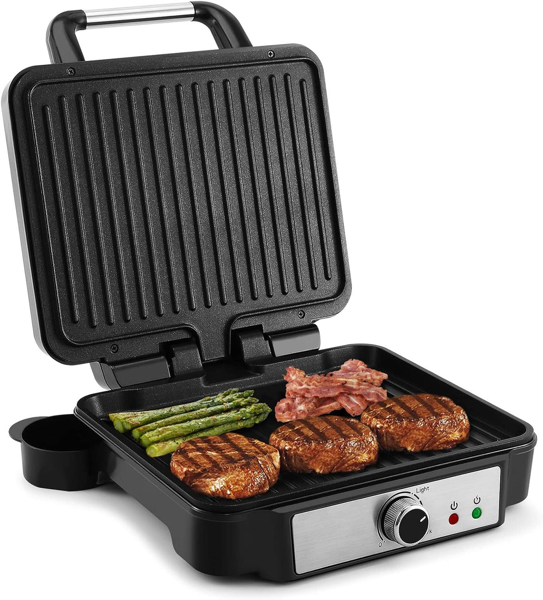 YASHE Kontaktgrill, 4 Scheiben Panini Grill Antihaftbeschichtete Platten, 1800W Toaster Sandwichtoas