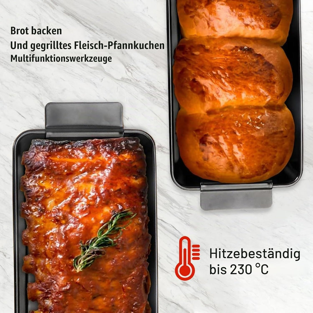 Generisch Brotbackform, Kastenform Brot, 2-in-1 Fleischpastetenform mit Ablaufrost, Backform Rechtec