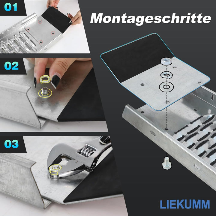 LIEKUMM 2X Auffahrrampe 440kg klappbar Laderampe, Stahl Verladerampe Laderampen für Anhänger Motorra