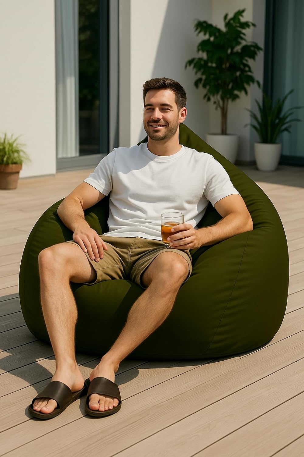 PATCH HOME Patchhome Sitzsack Tropfenform mit Reissverschluss Nachfüllbar - für In &amp; Outdoor - mit S