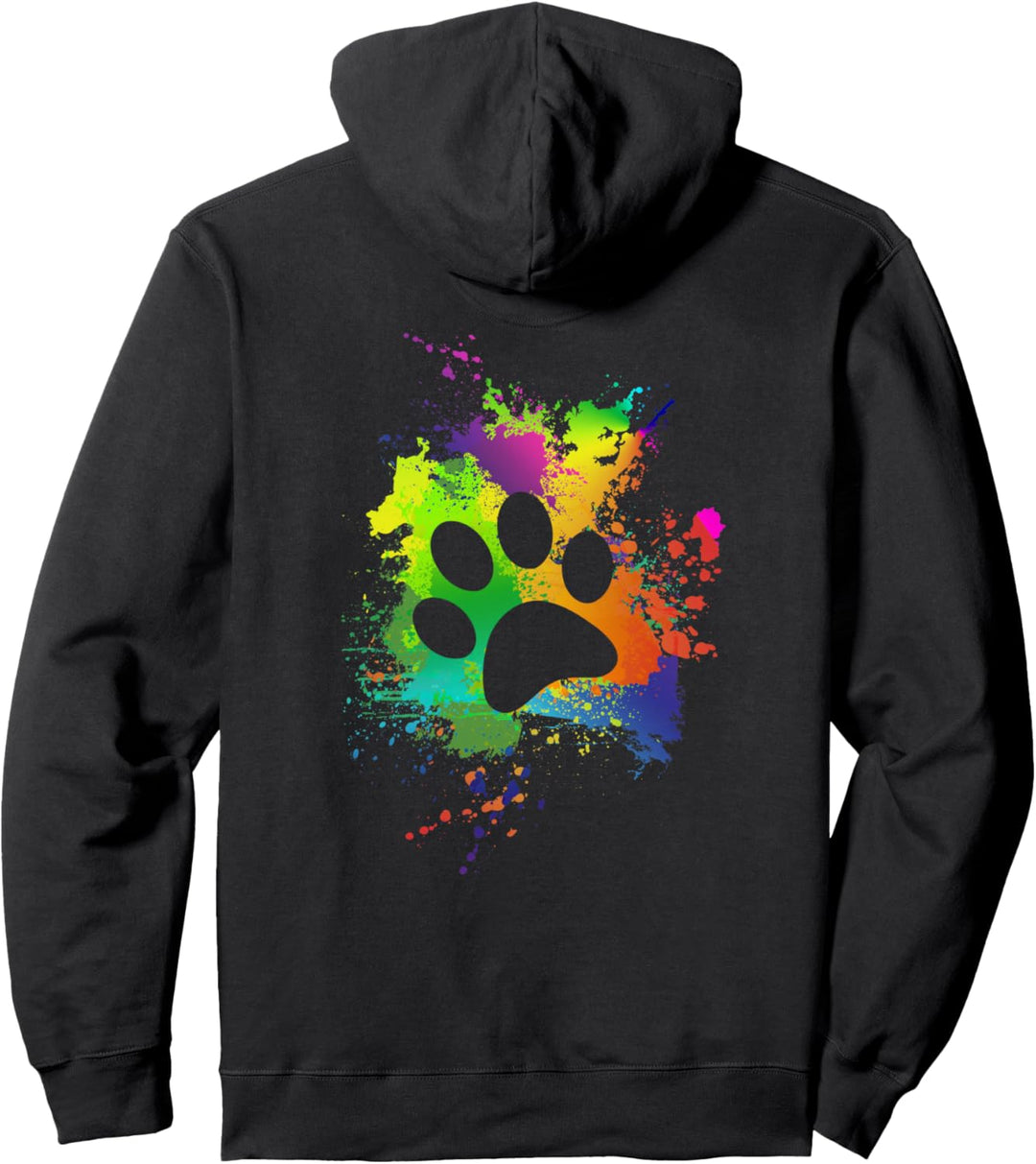 Bunter Hundepfoten Abdruck Bunt | Pfote Regenbogen Pullover Hoodie
