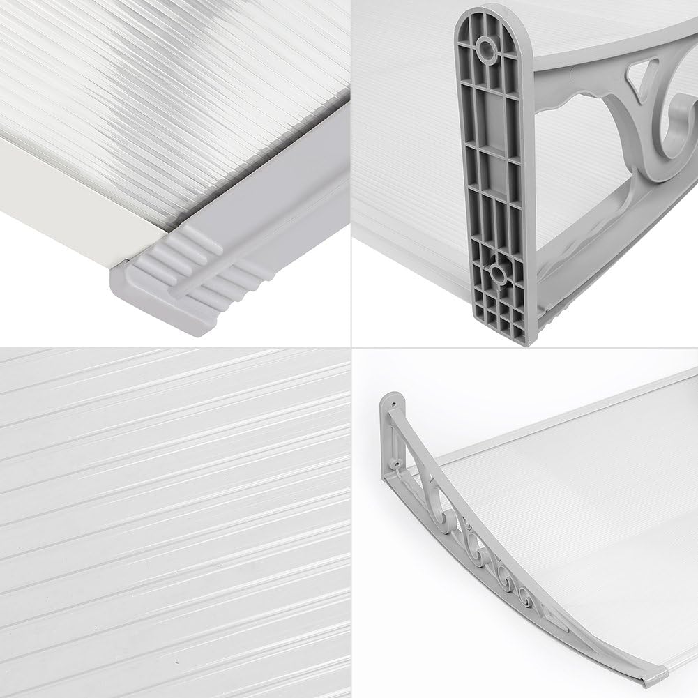 Vordach für Haustür, Überdachung Haustür aus Aluminium und Kompletten Polycarbonat-Hohlkammerplatte,