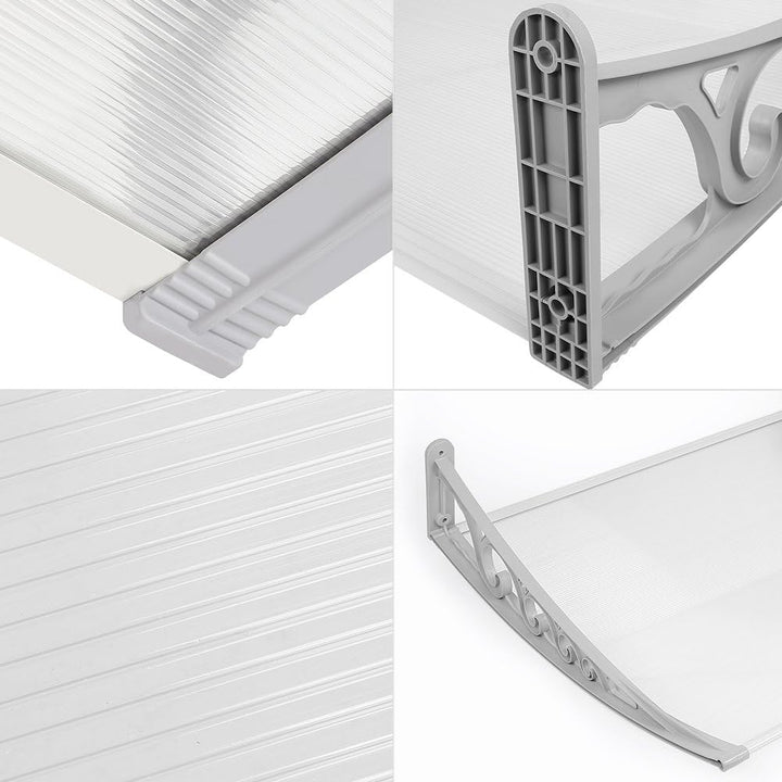 Vordach für Haustür, Überdachung Haustür aus Aluminium und Kompletten Polycarbonat-Hohlkammerplatte,