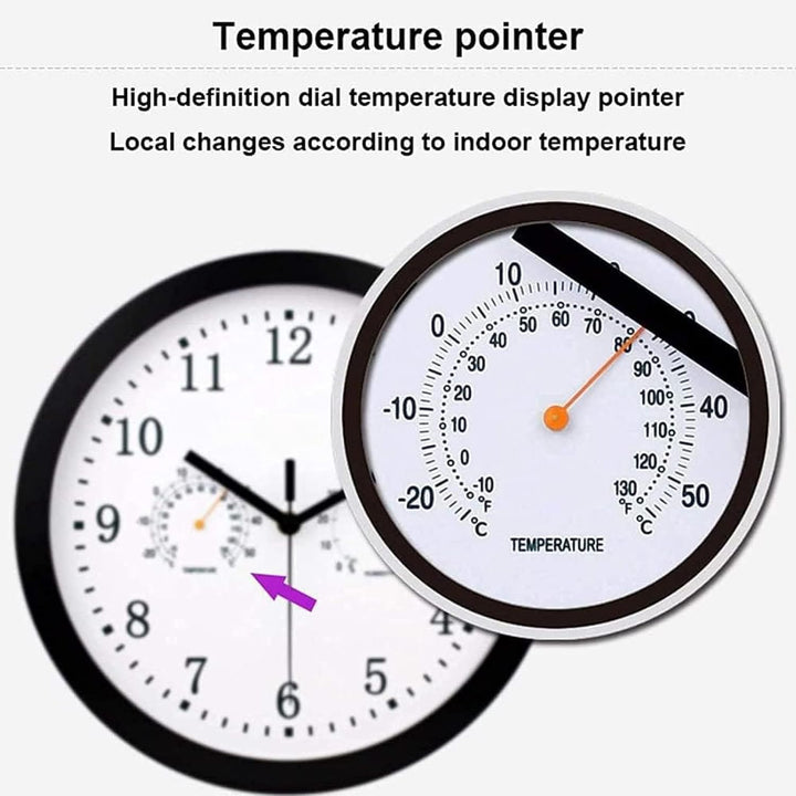 Innen Draussen Wetterfeste Wanduhr mit Temperaturanzeige und Hygrometer, 10 Zoll Gartenuhr Wetterfes