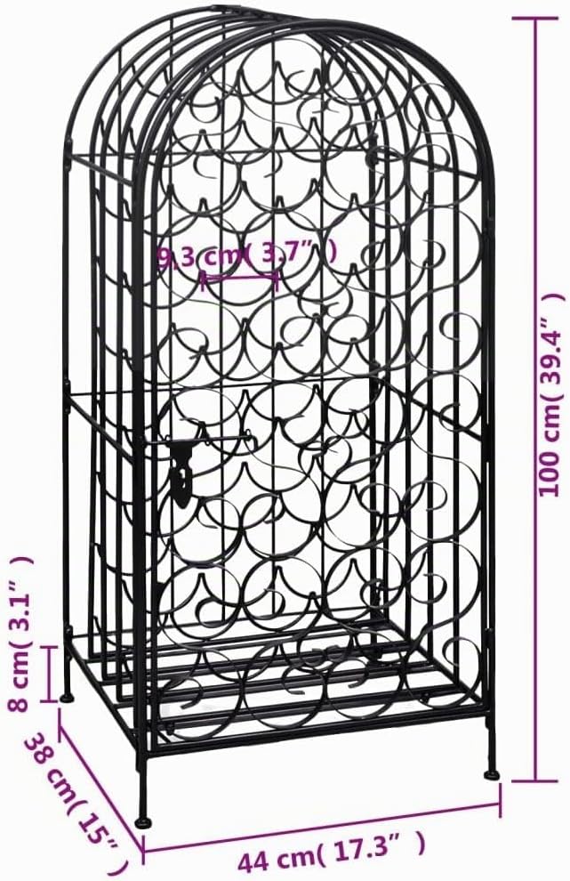 vidaXL Weinregal 35 Flaschen Metall Flaschenregal Flaschenständer Weinschrank 44 x 38 x 100 cm, 44 x