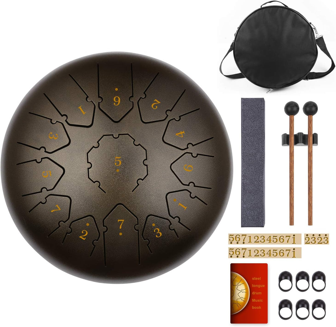 KUD Tongue Drum, 12 Zoll 13 Tone C-Dur Zungentrommel Schlagzeug Instrument, Steel Pan Töne Schlagins