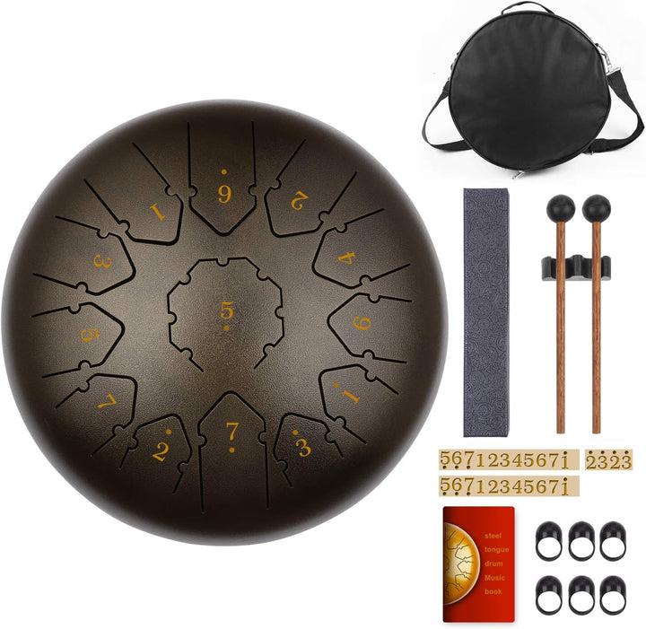 KUD Tongue Drum, 12 Zoll 13 Tone C-Dur Zungentrommel Schlagzeug Instrument, Steel Pan Töne Schlagins