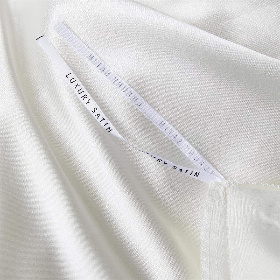 Damier Bettwäsche 200x200cm Weiss Satin Glänzend Bettbezug Set 3 Teilig Deluxe Hotelqualität Satin D