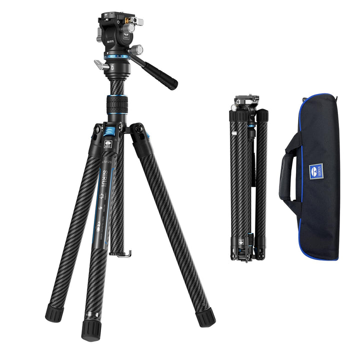 SIRUI Traveler Air-L Carbonfaser-Stativ mit Fluidkopf, 360° Schwenk & ±90° Neigung, 5 kg Traglast, S