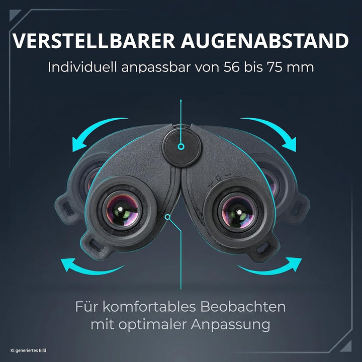 Optus 10x25 Fernglas kompakt mit 10 Fach Vergrösserung, Reverse Porro, BK 7 Glas, Mehrschichtvergütu